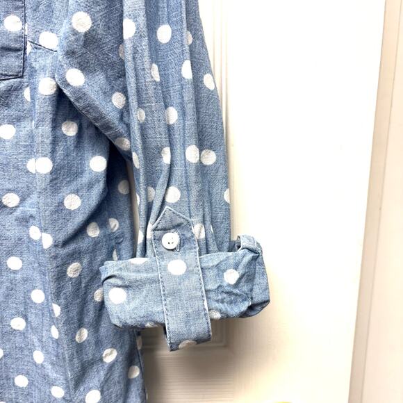 Tommy Hilfiger Blue 100% Cotton Chambray Blouse Button Up Tab Sleeve Womens M - Picture 5 of 7